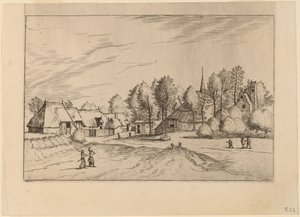 Country Village with Church Tower by Johannes van Doetechum, the Elder and Lucas