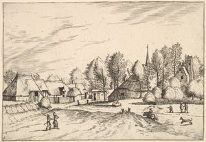Country Village with Church Tower, 1559-61 by Johannes van Doetecum I