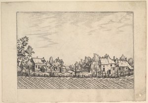 Farms, ploughed field in the foreground from Praediorum villarum et rusticarum casu..., ca. 1559-61 by Johannes van Doetecum I