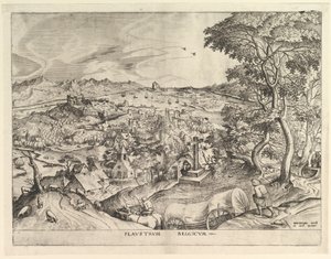 The Belgian Wagon Plaustrum Belgicum from The Large Landscapes, ca. 1555-56 by Johannes van Doetecum I