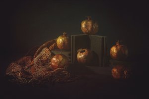Moody Pomegranate Still Life