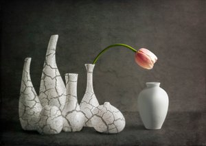 Pink Tulip Cracked Vases