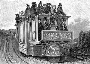 Three-wheeled mechanical car by Dr. William Church, built in Birmingham in 1833 (England)