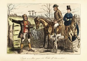 A Game Keeper Giving Directions to a Couple Fox Hunting by John (after) Leech