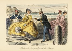 English gentleman and lady meeting on Ramsgate promenade by John (after) Leech