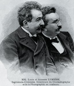 Portrait of Auguste Marie Louis Nicolas Lumiere and Louis Jean Lumiere, French entrepreneurs and inventors of film projector