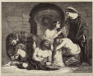 Historical Composition in Painting, An Act of Mercy, Blanche of Castile, Queen Regent of France, liberating the Prisoners confined by the Chapter of Paris, in 1512 by John Alfred Vintner