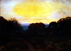 A Gardener Digging a Cabbage Patch at Sunset by John Atkinson Grimshaw