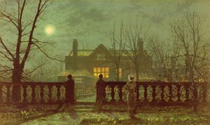 A Lady in a Garden by Moonlight