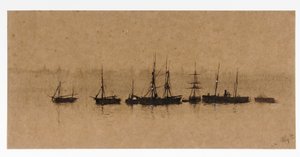 Boats at Anchor in an Estuary by John Atkinson Grimshaw