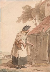 An Old Woman Carrying a Basket by John Augustus Atkinson