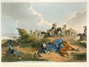 Prince Blucher under His Horse at the Battle of Waterloo, engraved by Matthew Dubourg from 
