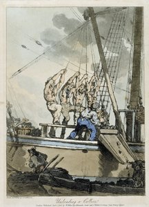 Unloading coal from a cargo and steamboat by John Augustus Atkinson