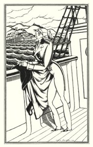 Illustration for Don Juan by Lord Byron: "Adieu, Adieu! My native shore" by John Austen