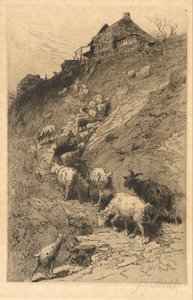 Untitled Landscape with Goats by John Austin Sands Monks
