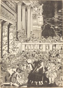 The Marriage at Cana (left plate) by John Baptist Jackson after Veronese