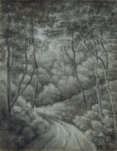 Landscape with a Path through a Forest and a Classical Temple, late 18th century by John Baptist Malchair