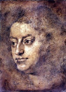 Portrait of Henry Purcell (1659 - 1695), English composer. Painting attributed to Sir John Closterman. Black chalk. 1695. London, National Portrait Gallery.