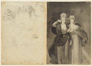 Sketches of Heads Verso, Left, Two Women Verso, Right, c. 1770-1775