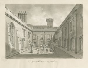 Blithfield Hall - Courtyard: Sepia Drawing