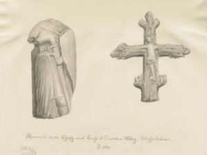 Croxden - Antiquities: Sepia Drawing by John Buckler
