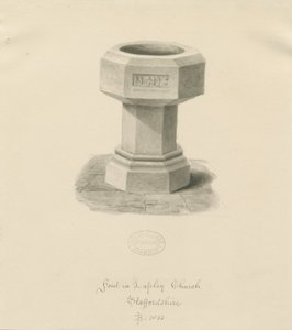 Font in Lapley Church by John Buckler
