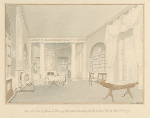 Kent - Bromley Hill - Interior of Library Drawing Room, 1816 by John Buckler