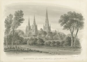 Lichfield Cathedral - South West View by John Buckler