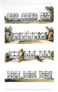 Coppice wood fences, gates and hurdles, from Ackermann