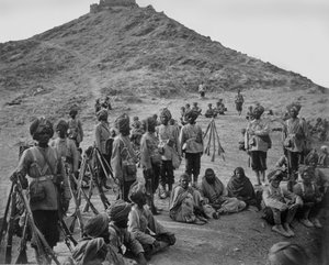 Halt of Prisoners from Bassaule with an Escort of 45th Native Infantry on the Khurd Khyber