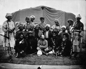 Major Cavagnari with Sirdars and Kunae Synd, circa 1878