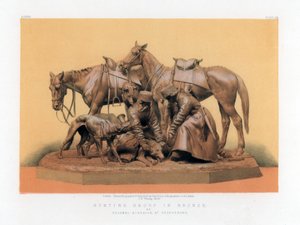 Hunting Group in Bronze, 19th Century by John Burley Waring