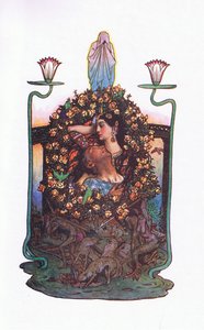 The garden by the bridge, illustration from The Garden of Kama (and other lyrics from India)