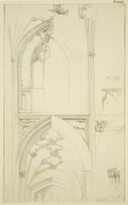 Details of Clerestory Window Tracery and Vaulting of the Aisle Below, in St Mary Redcliffe