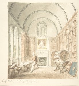 Lea Castle, View in the Library, Looking East, ca. 1816 by John Carter.