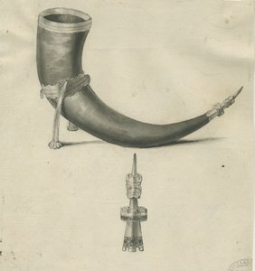 Lichfield - Drinking Horn: pen and sepia drawing