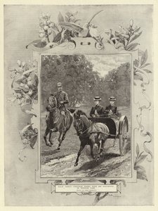 H R H Prince Christian riding with his daughters in Windsor Park by John Charlton