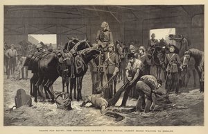 Troops for Egypt, the Second Life Guards at the Royal Albert Docks waiting to Embark by John Charlton