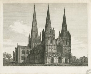 Lichfield Cathedral - West Front (engraving)