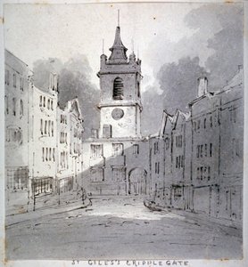 Church of St Giles without Cripplegate from Fore Street, City of London, 1790