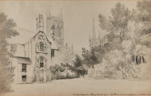 View from the Garden of Henry Thorold, Esq., His House & Lincoln Cathedral