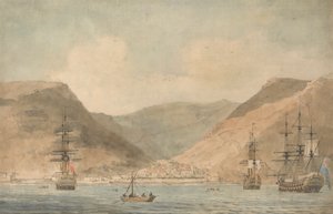 View of Jamestown, St. Helena, From the Sea with Shipping