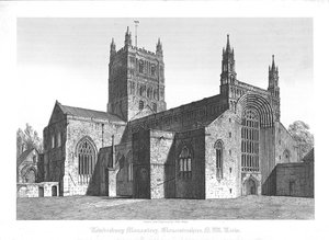 Tewkesbury Monastery, Gloucestershire, N. W. View, early 19th century