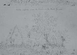 Cottage at Holton with the church in the background by John Constable