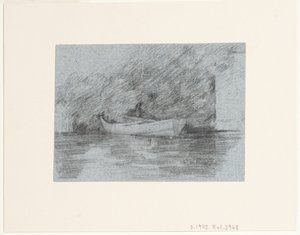 Rowing boat moored beneath a bank by John Constable