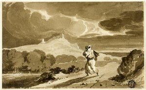 Woman with Baby Fleeing Across Moors by John Constable