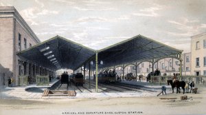 Arrival and Departure Shed, London, 1839 by John Cooke Bourne