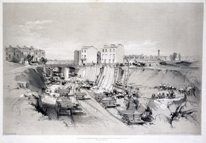 Building the retaining walls at Park Street, Camden Town, 1836