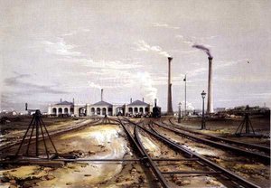 Eccentric for Shifting Rail, Locomotive Engine-House and Stationary Engine-House Chimneys