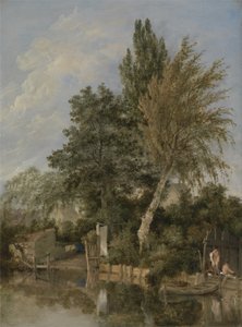 A River Scene with Boys Bathing